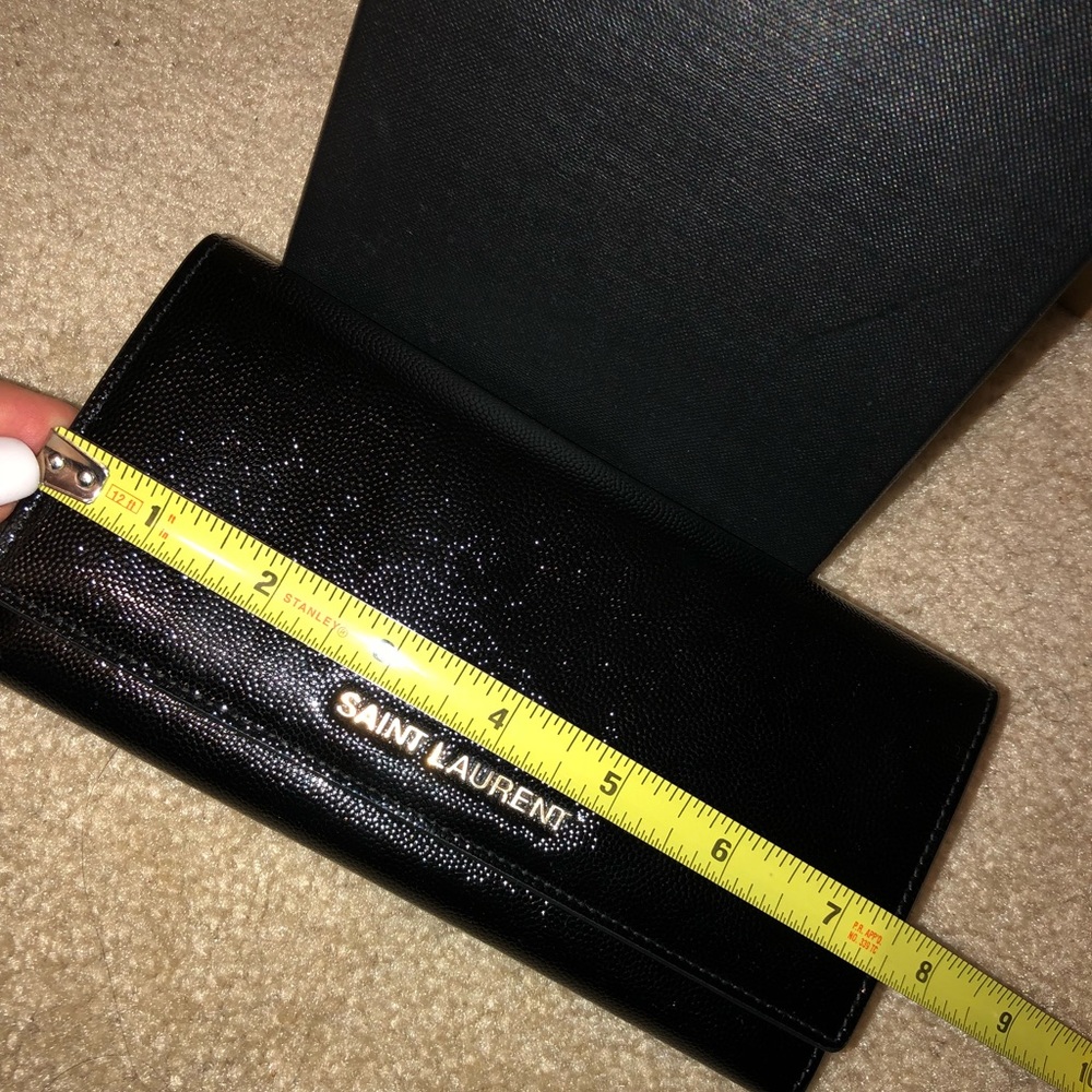 Saint Laurent YSL Grain De Poudre Nero Gold Wallet - Picture 2 of 8